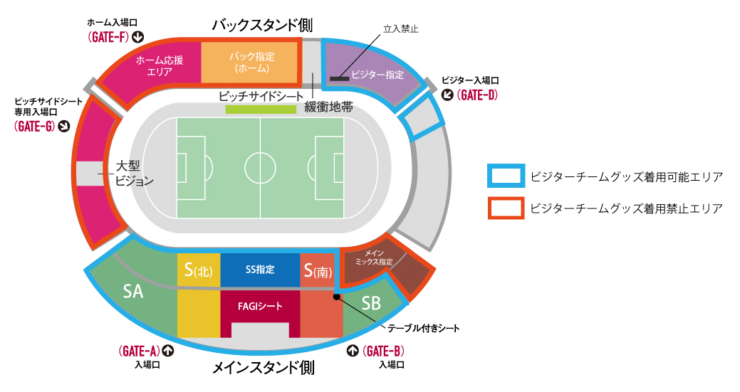 ビジターチームグッズ着用エリア